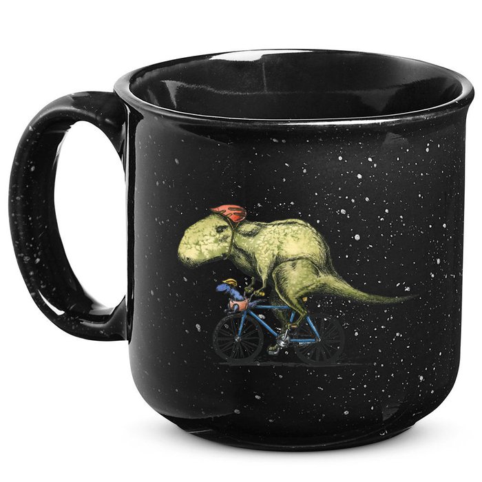 Trex Bikers Bicycle Riding Dinosaur Design 15oz Campfire Ceramic Mug