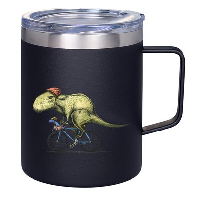 Trex Bikers Bicycle Riding Dinosaur Design 12oz Stainless Steel Coffee Mug