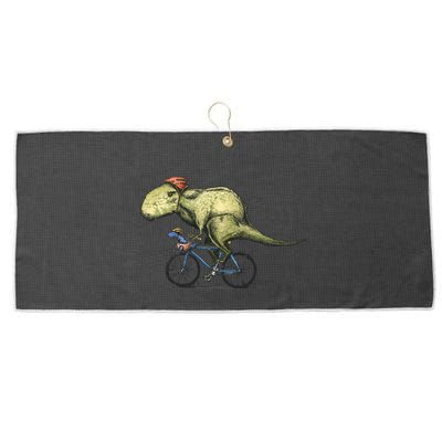 Trex Bikers Bicycle Riding Dinosaur Design Large Microfiber Waffle Golf Towel