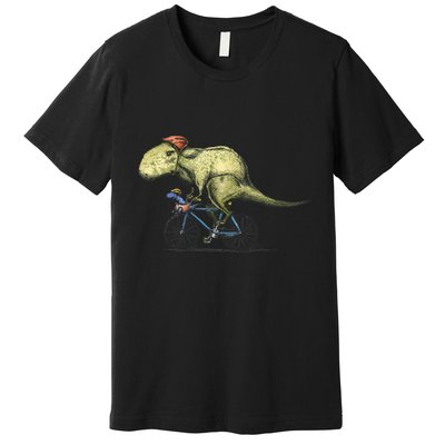 Trex Bikers Bicycle Riding Dinosaur Design Premium T-Shirt
