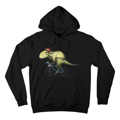 Trex Bikers Bicycle Riding Dinosaur Design Tall Hoodie
