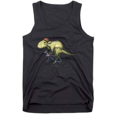 Trex Bikers Bicycle Riding Dinosaur Design Tank Top