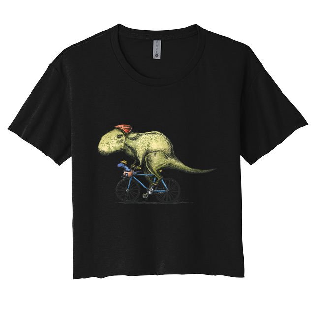 Trex Bikers Bicycle Riding Dinosaur Design Crop Top