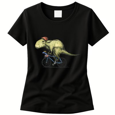 Trex Bikers Bicycle Riding Dinosaur Design Womens T-Shirt