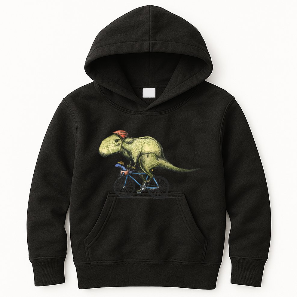 Trex Bikers Bicycle Riding Dinosaur Design Kids Hoodie