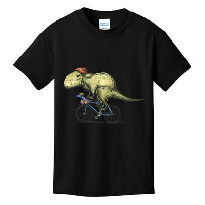 Trex Bikers Bicycle Riding Dinosaur Design Kids T-Shirt