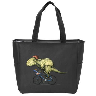 Trex Bikers Bicycle Riding Dinosaur Design Zip Tote Bag