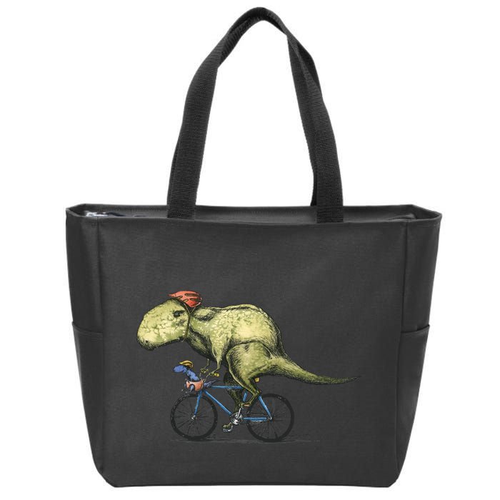 Trex Bikers Bicycle Riding Dinosaur Design Zip Tote Bag