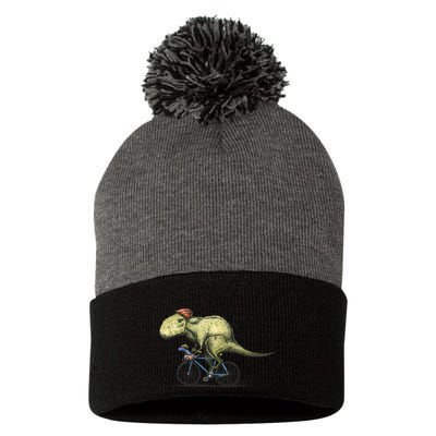 Trex Bikers Bicycle Riding Dinosaur Design Pom Pom 12in Knit Beanie