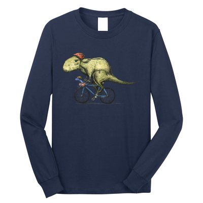 Trex Bikers Bicycle Riding Dinosaur Design Long Sleeve Shirt