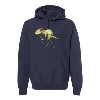 Trex Bikers Bicycle Riding Dinosaur Design Premium Hoodie