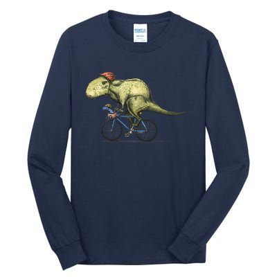 Trex Bikers Bicycle Riding Dinosaur Design Tall Long Sleeve T-Shirt