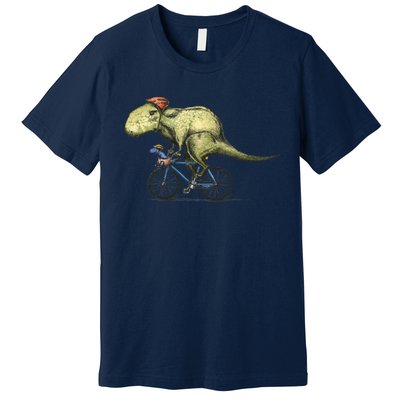 Trex Bikers Bicycle Riding Dinosaur Design Premium T-Shirt