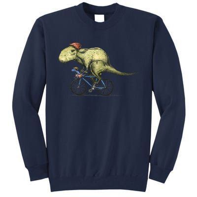 Trex Bikers Bicycle Riding Dinosaur Design Tall Sweatshirt