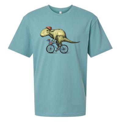 Trex Bikers Bicycle Riding Dinosaur Design Sueded Cloud Jersey T-Shirt