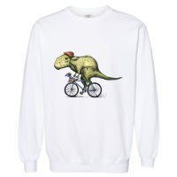 Trex Bikers Bicycle Riding Dinosaur Design Garment-Dyed Sweatshirt