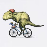 Trex Bikers Bicycle Riding Dinosaur Design Garment-Dyed Sweatshirt