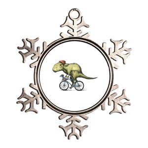 Trex Bikers Bicycle Riding Dinosaur Design Metallic Star Ornament