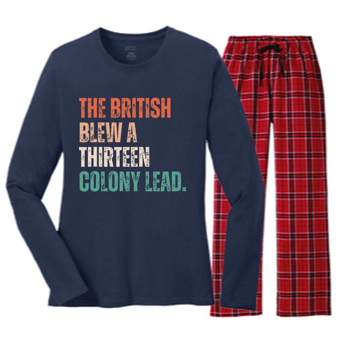 The British Blew A Thirteen Colony Lead Retro Vintage Women's Long Sleeve Flannel Pajama Set 