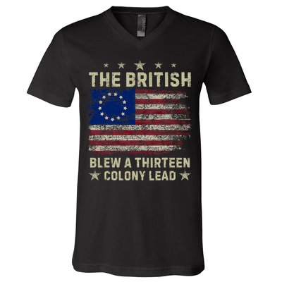 The British Blew A 13 Colony Lead Funny 4th Of July Funny V-Neck T-Shirt