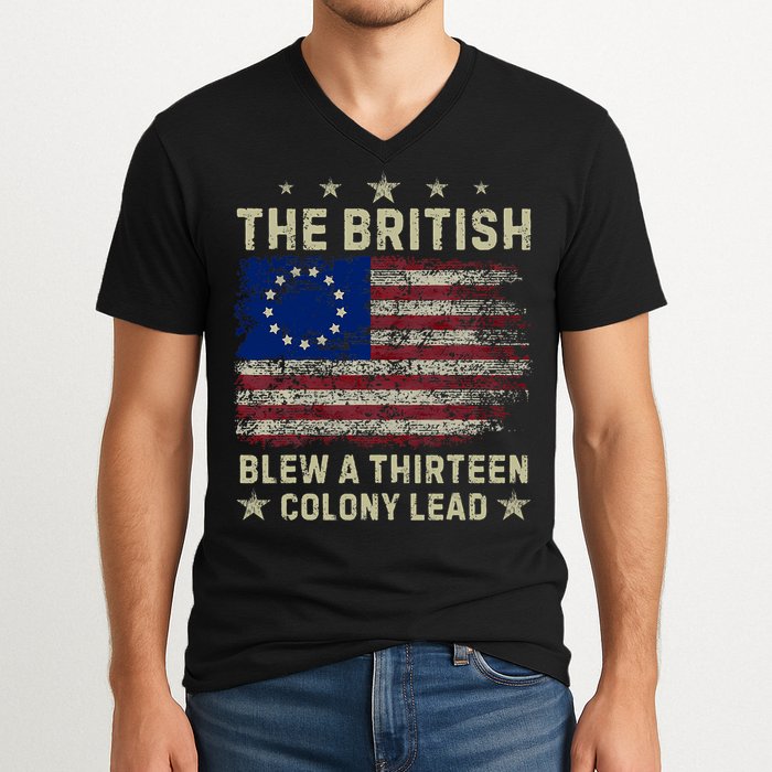 The British Blew A 13 Colony Lead Funny 4th Of July Funny V-Neck T-Shirt