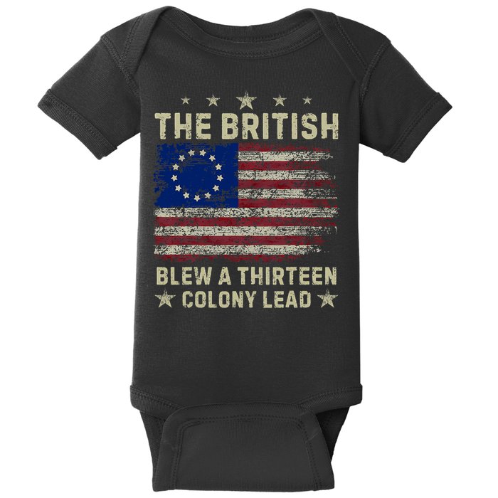The British Blew A 13 Colony Lead Funny 4th Of July Funny Baby Bodysuit