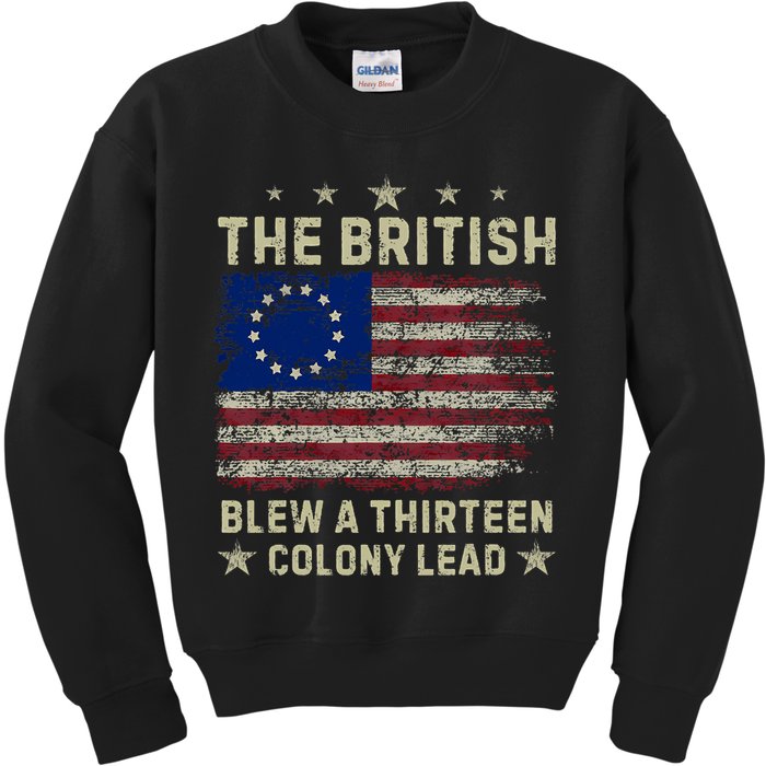 The British Blew A 13 Colony Lead Funny 4th Of July Funny Kids Sweatshirt