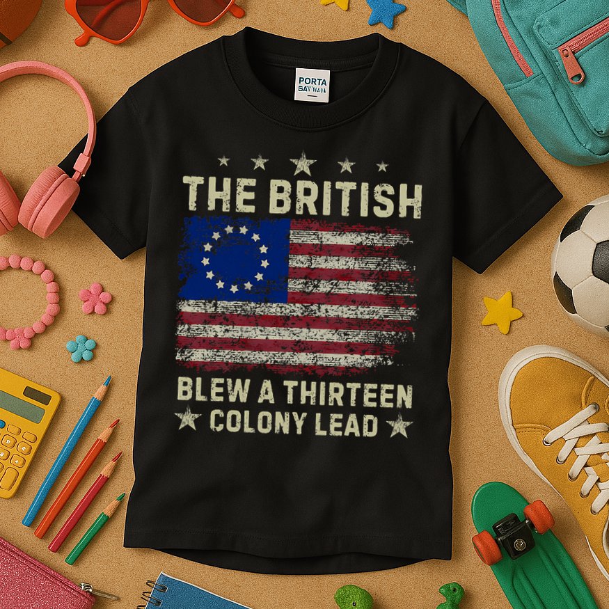 The British Blew A 13 Colony Lead Funny 4th Of July Funny Kids T-Shirt