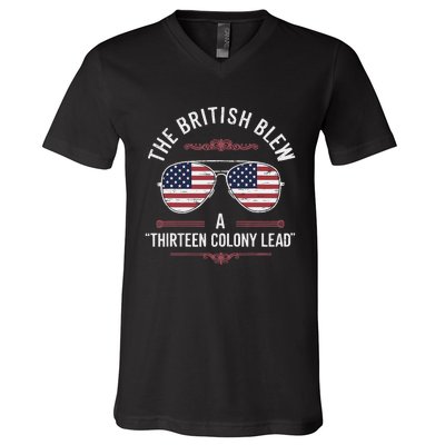 The British Blew A Thirteen Colony Lead Usa American Flag V-Neck T-Shirt