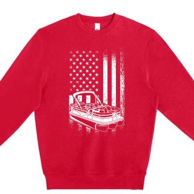 Tritoon Boat Boating - American Tritoon Captain Premium Crewneck Sweatshirt