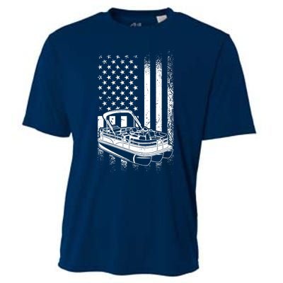 Tritoon Boat Boating - American Tritoon Captain Cooling Performance Crew T-Shirt