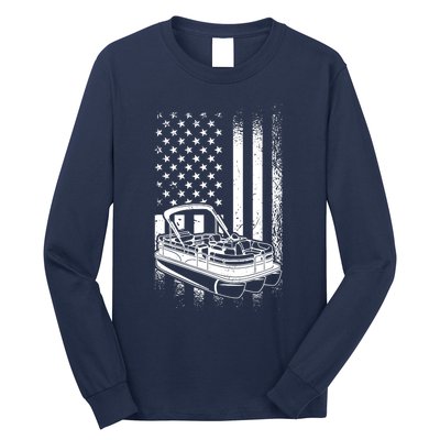 Tritoon Boat Boating - American Tritoon Captain Long Sleeve Shirt