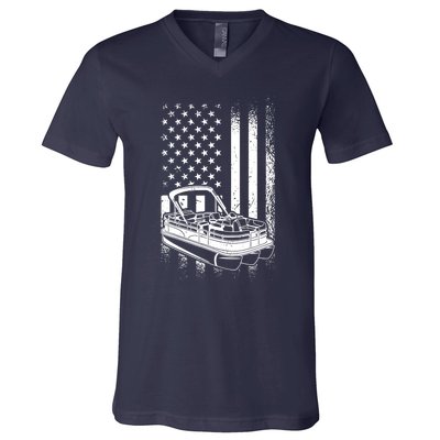 Tritoon Boat Boating - American Tritoon Captain V-Neck T-Shirt