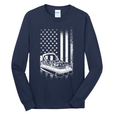 Tritoon Boat Boating - American Tritoon Captain Tall Long Sleeve T-Shirt