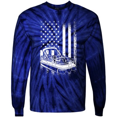 Tritoon Boat Boating - American Tritoon Captain Tie-Dye Long Sleeve Shirt