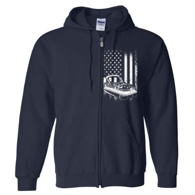 Tritoon Boat Boating - American Tritoon Captain Full Zip Hoodie