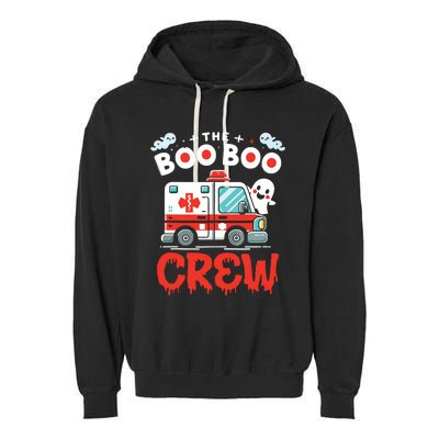 The Boo Boo Crew Ambulance Driver Paramedics Ems Halloween Garment-Dyed Fleece Hoodie