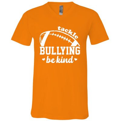 Tackle Bullying Be Kind Football Awareness V-Neck T-Shirt