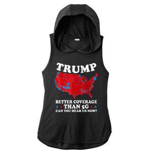 Trump Better Coverage Than 5g Can You Hear Us Now Map 2024 Election Ladies PosiCharge Tri-Blend Wicking Draft Hoodie Tank