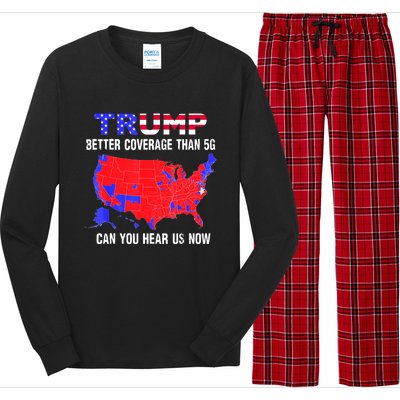 Trump Better Coverage Than 5g Can You Hear Us Now Usa Map Long Sleeve Pajama Set