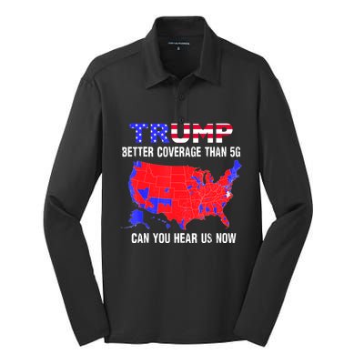 Trump Better Coverage Than 5g Can You Hear Us Now Usa Map Silk Touch Performance Long Sleeve Polo