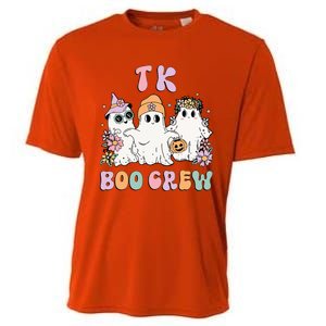 Tk Boo Crew Retro Groovy Halloween Floral Ghost Tk Teacher Cooling Performance Crew T-Shirt