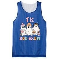 Tk Boo Crew Retro Groovy Halloween Floral Ghost Tk Teacher Mesh Reversible Basketball Jersey Tank