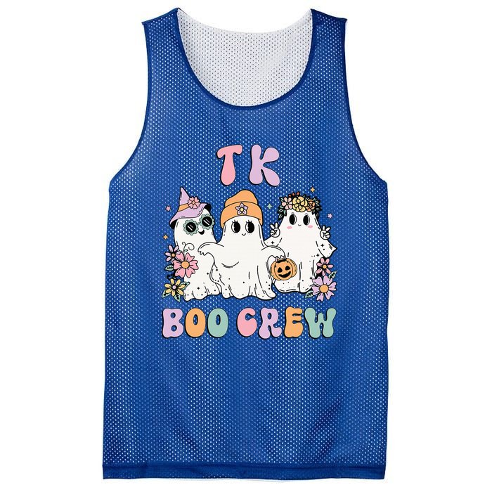 Tk Boo Crew Retro Groovy Halloween Floral Ghost Tk Teacher Mesh Reversible Basketball Jersey Tank