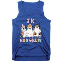 Tk Boo Crew Retro Groovy Halloween Floral Ghost Tk Teacher Tank Top