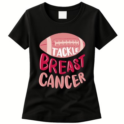 Tackle Breast Cancer Football Womens T-Shirt
