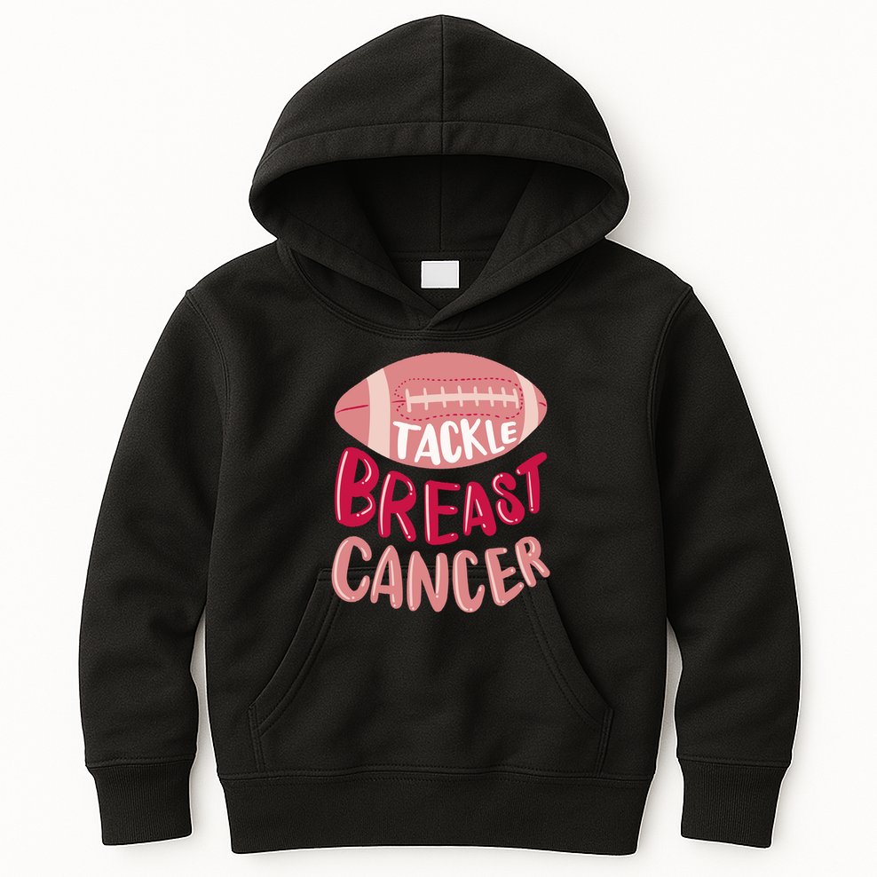Tackle Breast Cancer Football Kids Hoodie