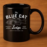 The Blue Cat Lodge Lake Of Ozarks Fish 11oz C Handle Ceramic Mug