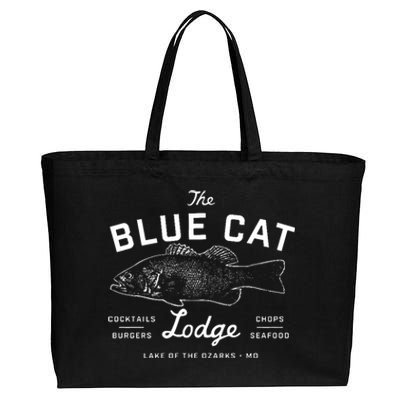 The Blue Cat Lodge Lake Of Ozarks Fish Cotton Canvas Jumbo Tote