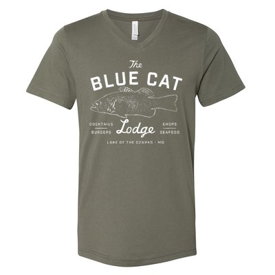 The Blue Cat Lodge Lake Of Ozarks Fish V-Neck T-Shirt